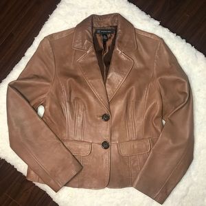 Caramel Leather Blazer by INC Concepts